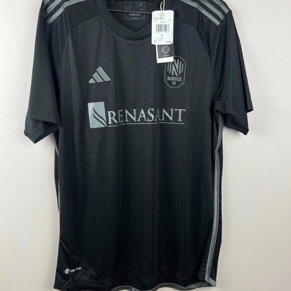Nashville SC 2023 Adidas Away Jersey Men’s Size L Black Slim Fit MLS Johnny Cash - Picture 1 of 7